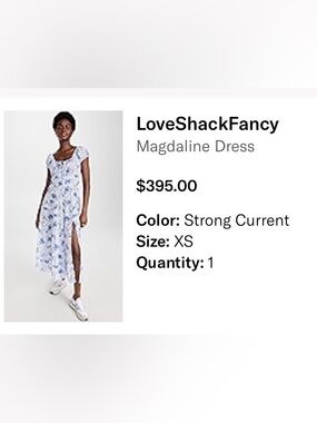 LoveShackFancy Magdaline Floral Midi Dress - Blue and White